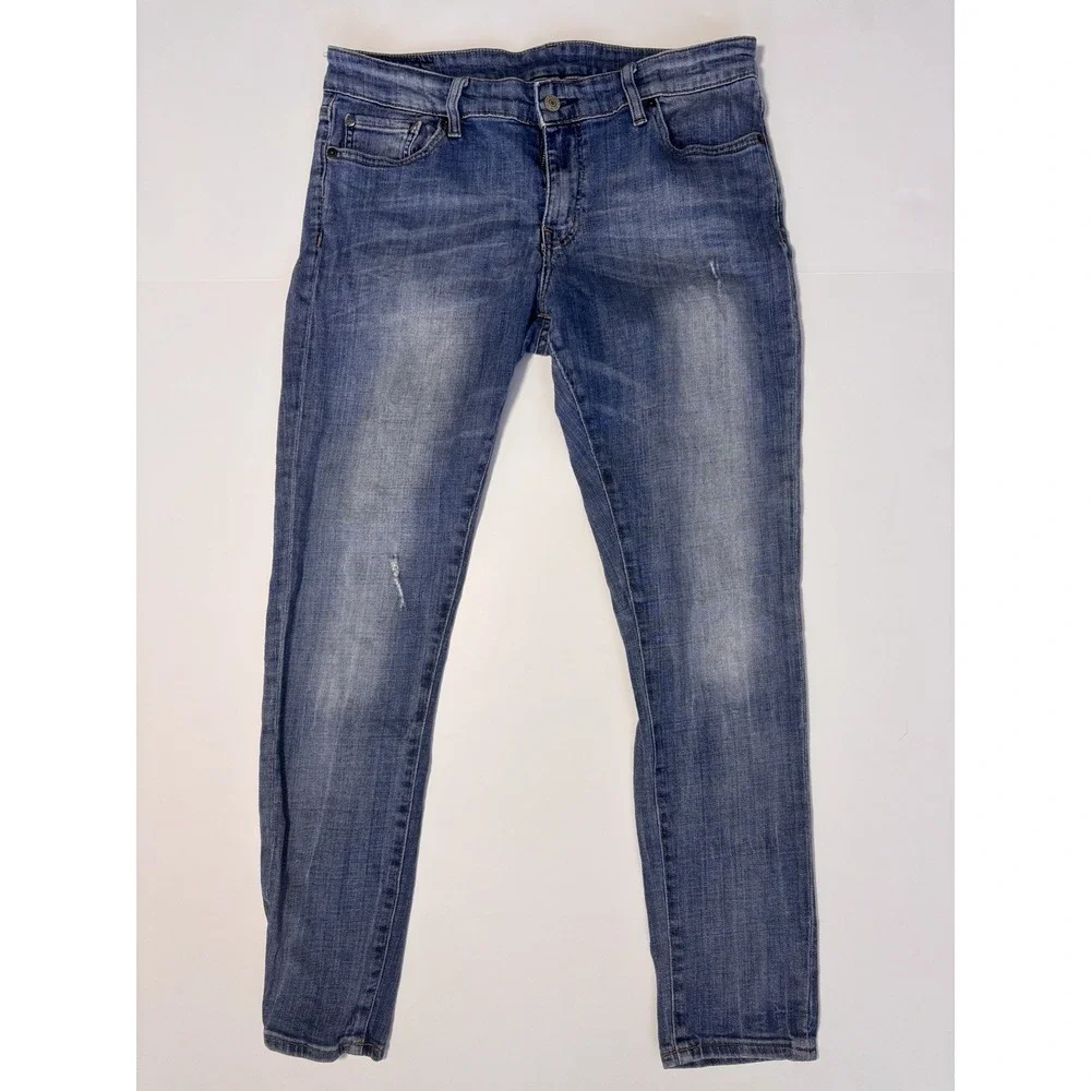 Denim & Supply Ralph Lauren Mens Skinny Jeans 32x30‎ Medium Wash Blue Distressed